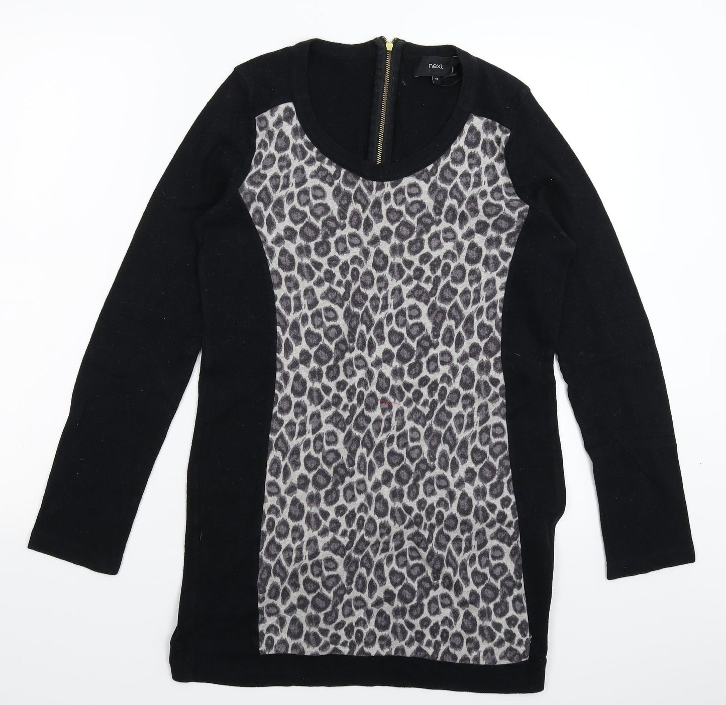NEXT Womens Black Animal Print Knit Pullover Jumper Size 12