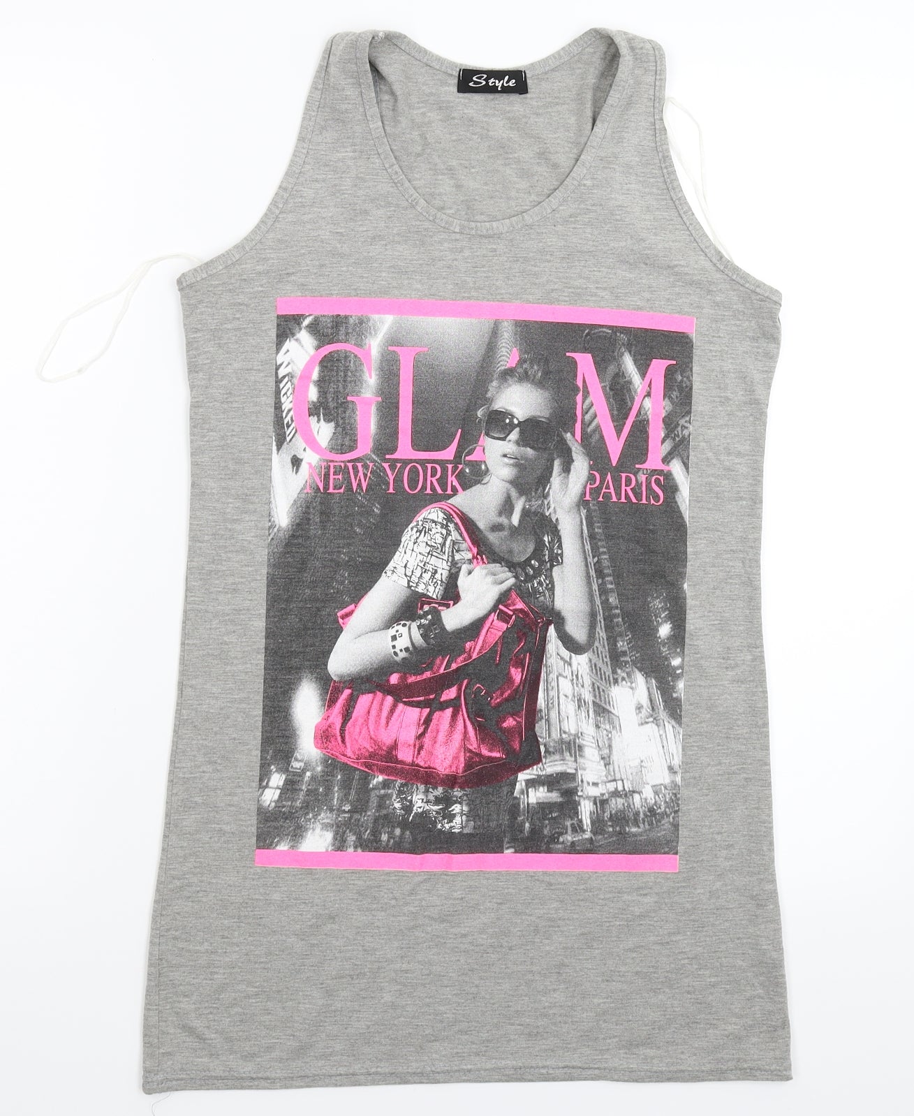Womens UK Size M Style Grey Basic Tank