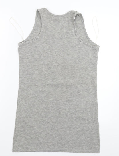 Womens UK Size M Style Grey Basic Tank