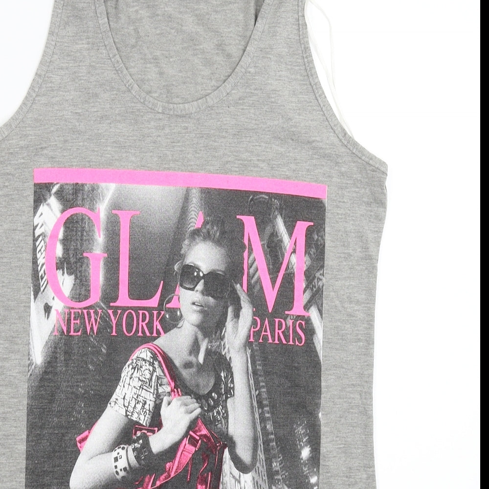 Womens UK Size M Style Grey Basic Tank