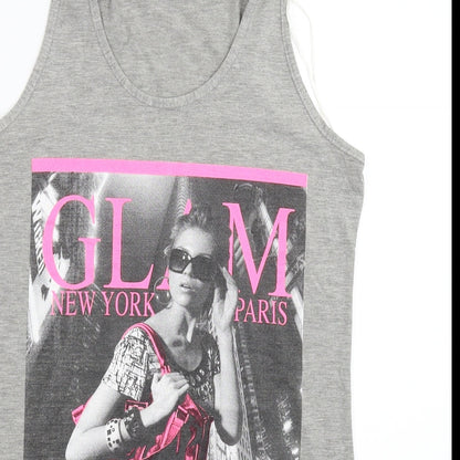 Womens UK Size M Style Grey Basic Tank