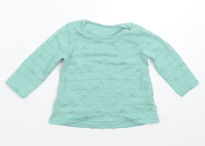 George Baby Green Striped  Basic T-Shirt Size 6-9 Months