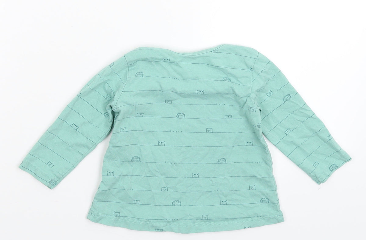 George Baby Green Striped  Basic T-Shirt Size 6-9 Months