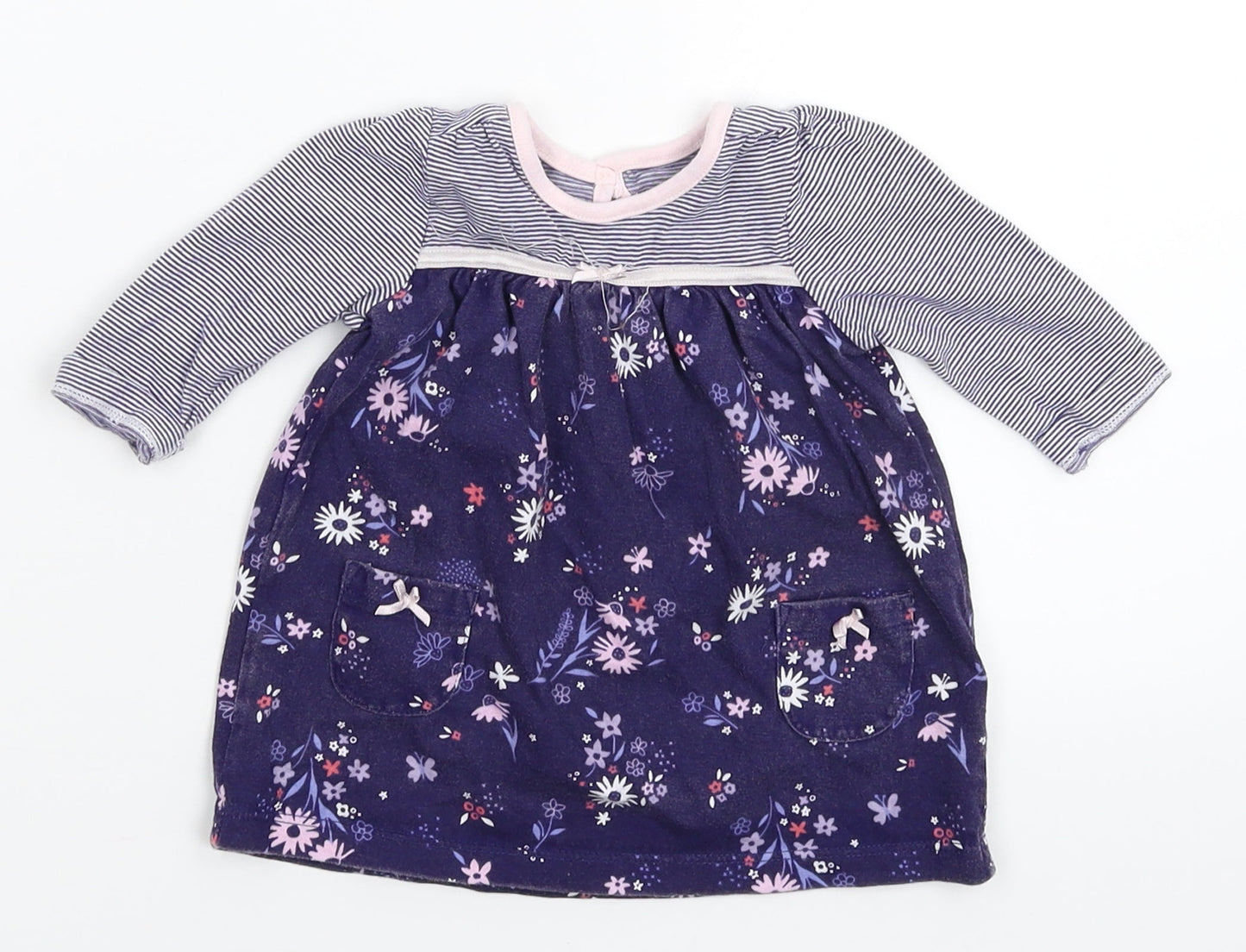 George Girls Blue Floral  T-Shirt Dress  Size 0-3 Months