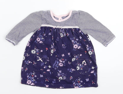 George Girls Blue Floral  T-Shirt Dress  Size 0-3 Months