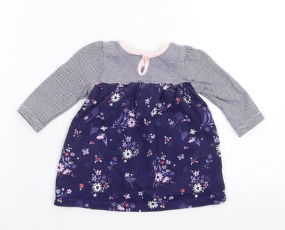 George Girls Blue Floral  T-Shirt Dress  Size 0-3 Months