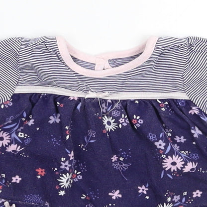 George Girls Blue Floral  T-Shirt Dress  Size 0-3 Months