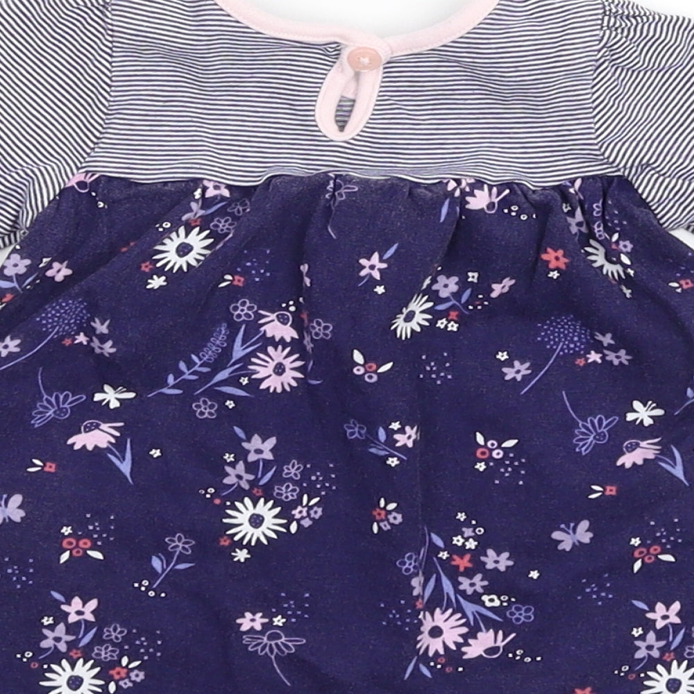 George Girls Blue Floral  T-Shirt Dress  Size 0-3 Months
