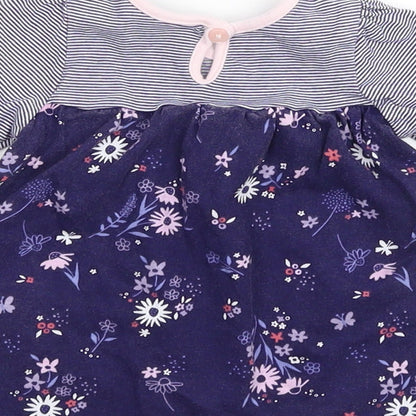 George Girls Blue Floral  T-Shirt Dress  Size 0-3 Months