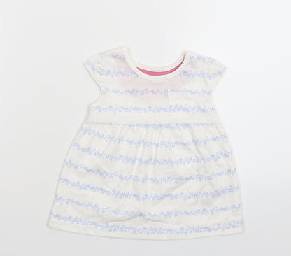 George Girls White Floral  Fit & Flare  Size 0-3 Months