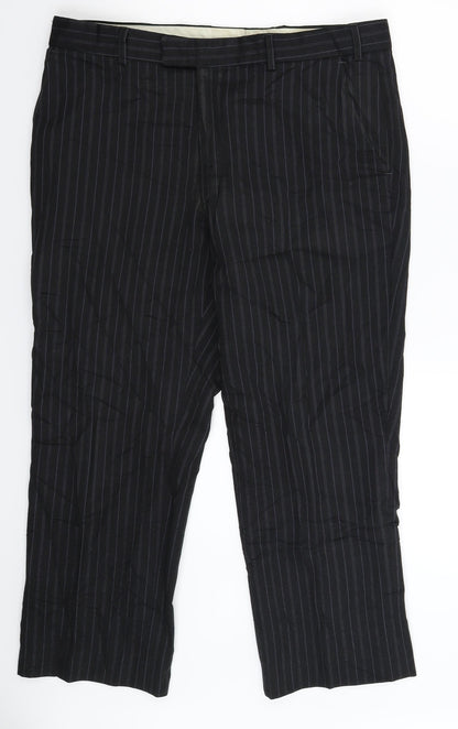 Karl Jackson Mens Black Striped  Dress Pants Trousers Size 34 L27 in