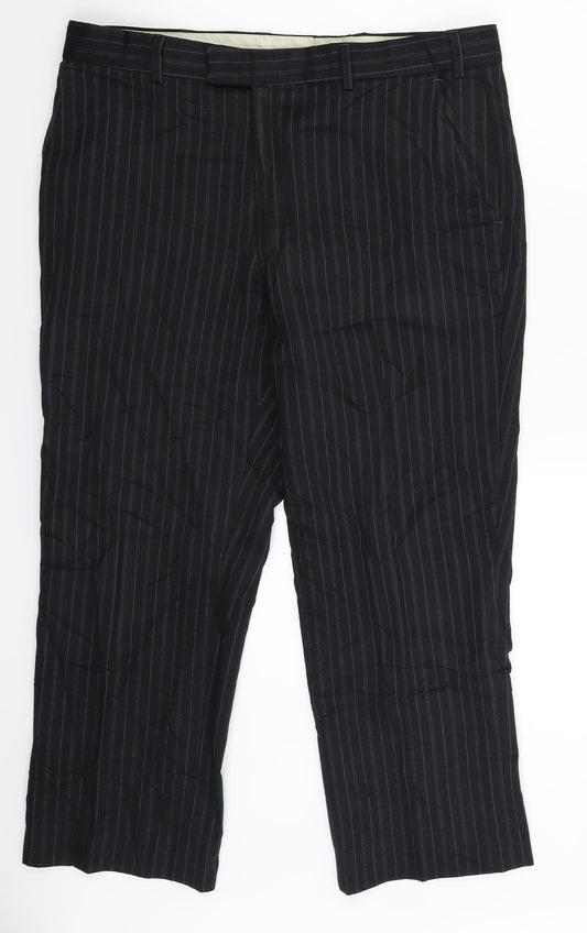 Karl Jackson Mens Black Striped  Dress Pants Trousers Size 34 L27 in
