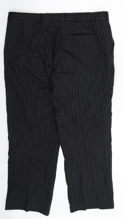 Karl Jackson Mens Black Striped  Dress Pants Trousers Size 34 L27 in