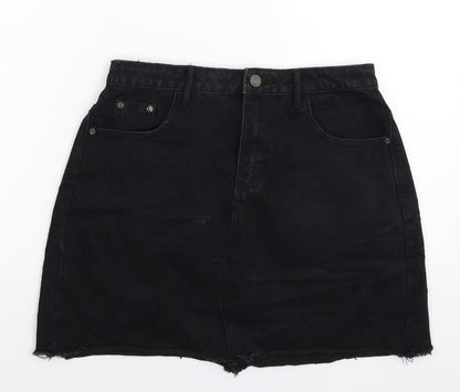 Missguided Womens Black  Denim A-Line Skirt Size 10