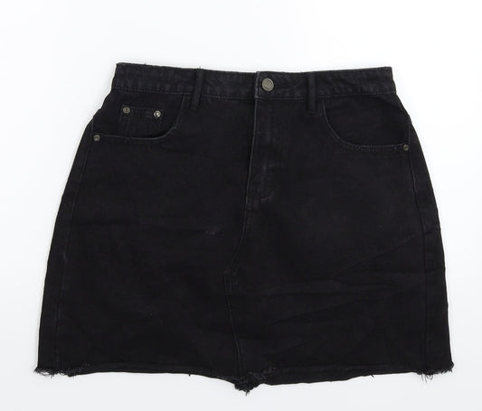Missguided Womens Black  Denim A-Line Skirt Size 10