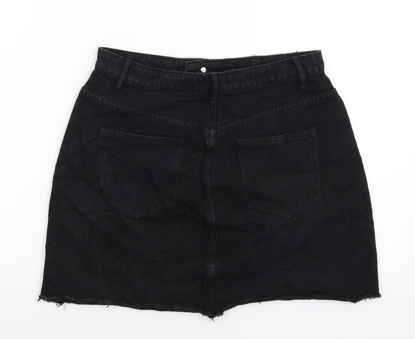 Missguided Womens Black  Denim A-Line Skirt Size 10