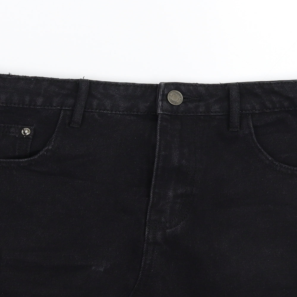Missguided Womens Black  Denim A-Line Skirt Size 10