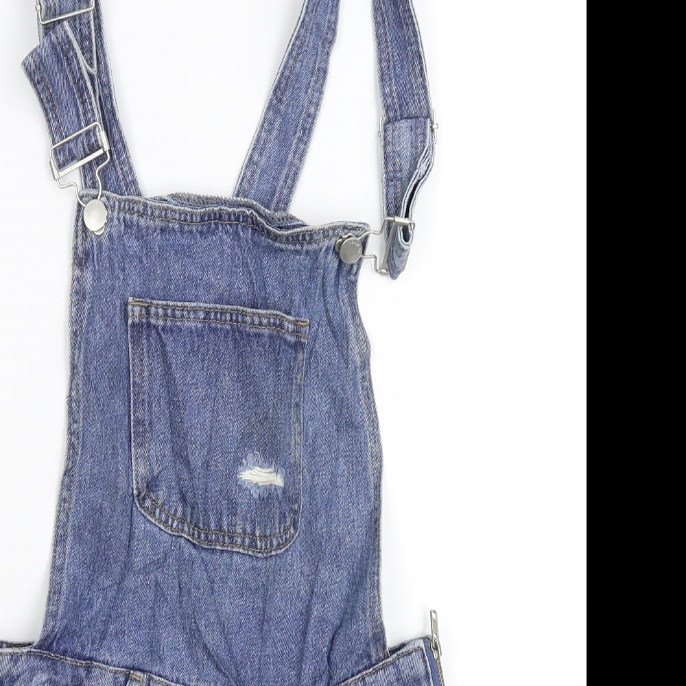 Denim & Co. Womens Blue  Denim Dungaree One-Piece Size 4