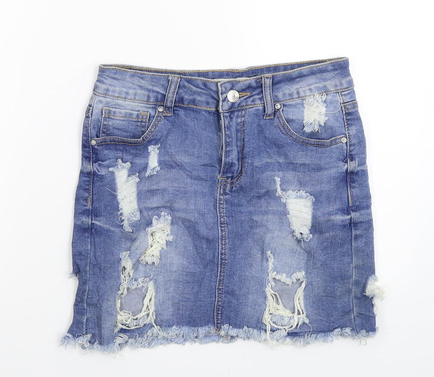 FOREVER 21 Womens Blue  Denim Straight & Pencil Skirt Size 26 in