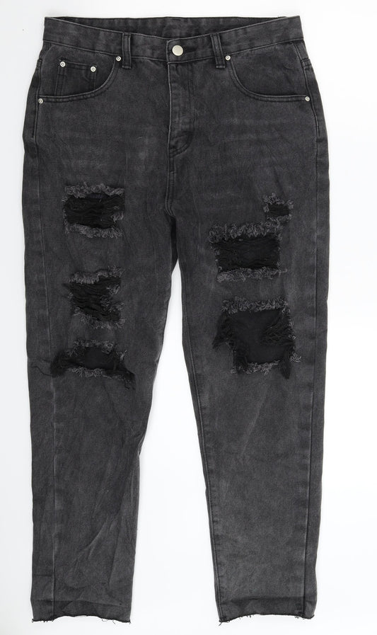 SheIn Womens Black  Denim Straight Jeans Size M L27 in