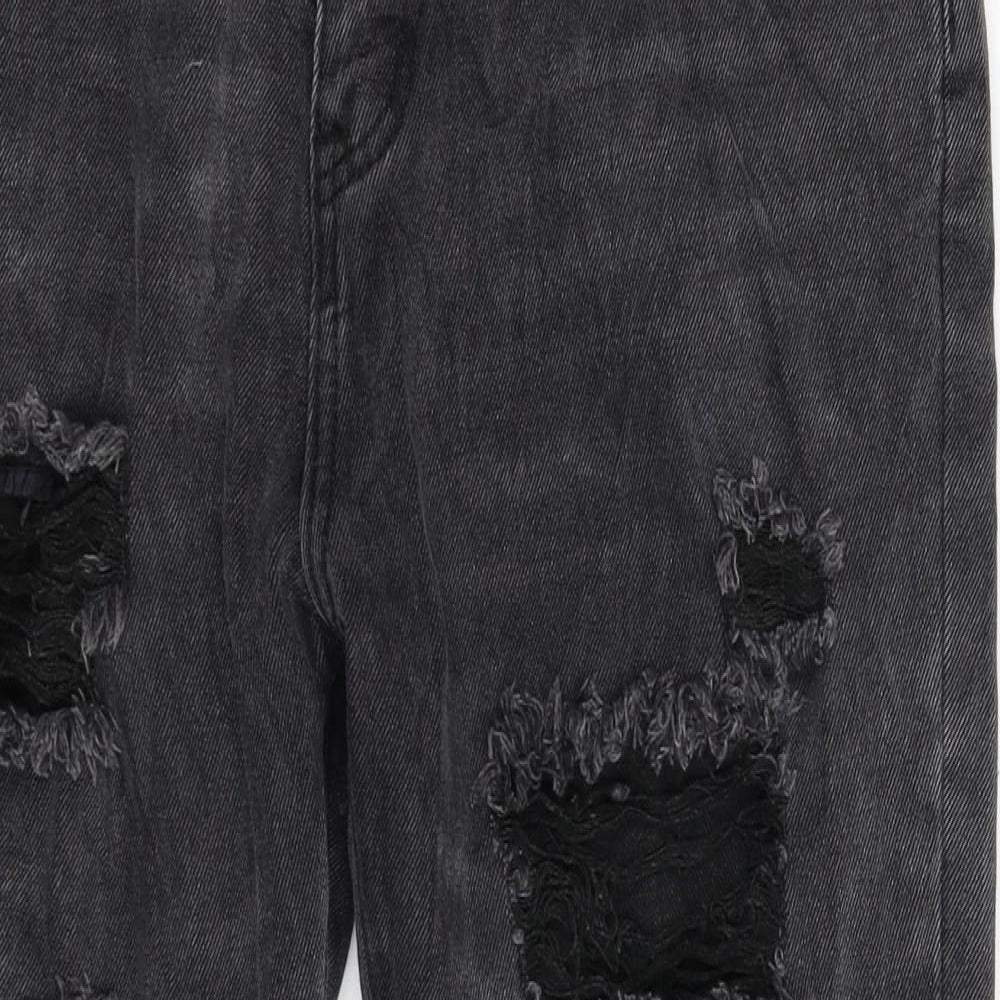 SheIn Womens Black  Denim Straight Jeans Size M L27 in