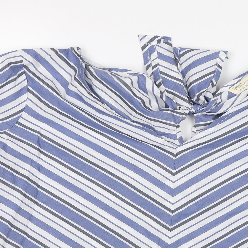 Just Living Womens Blue Striped  Basic Blouse Size S
