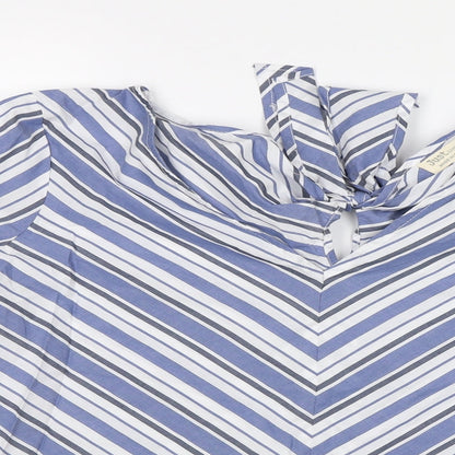 Just Living Womens Blue Striped  Basic Blouse Size S