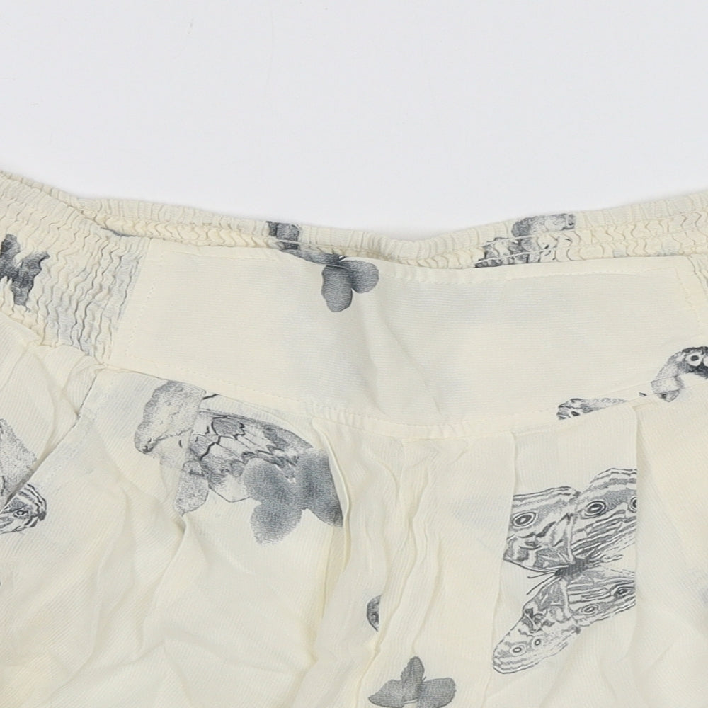 Topshop Womens White   Paperbag Shorts Size 10 - Butterflies