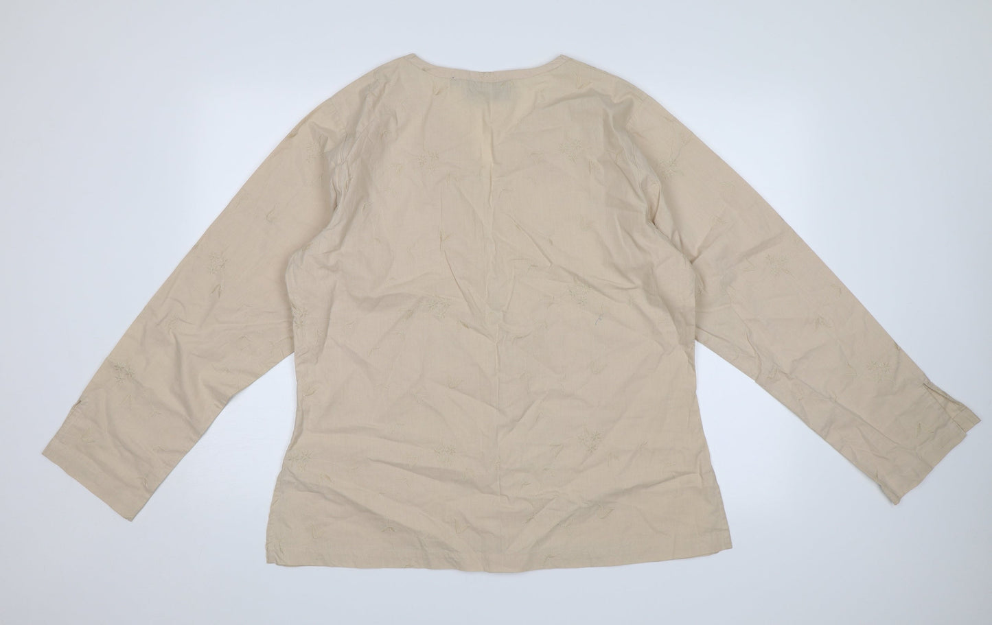 Akal Womens Beige Floral  Tunic Blouse Size XL