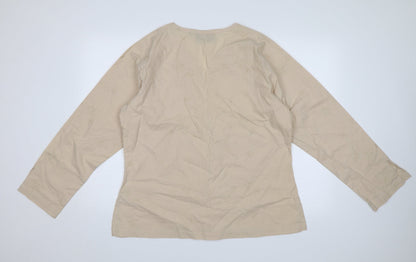 Akal Womens Beige Floral  Tunic Blouse Size XL