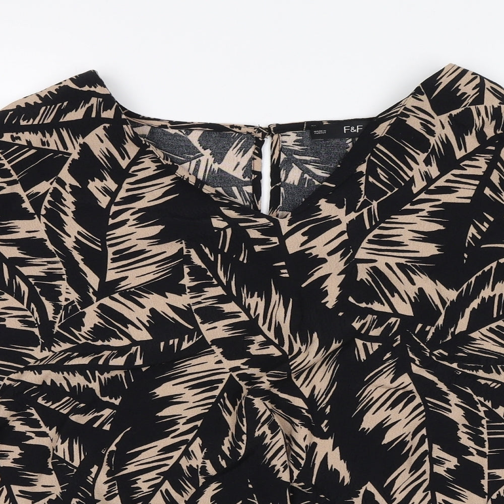 F&F Womens Black Floral  Basic Blouse Size 12