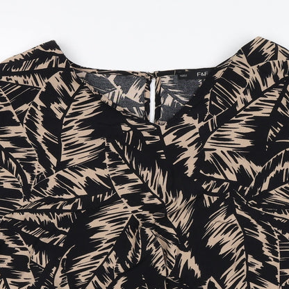 F&F Womens Black Floral  Basic Blouse Size 12