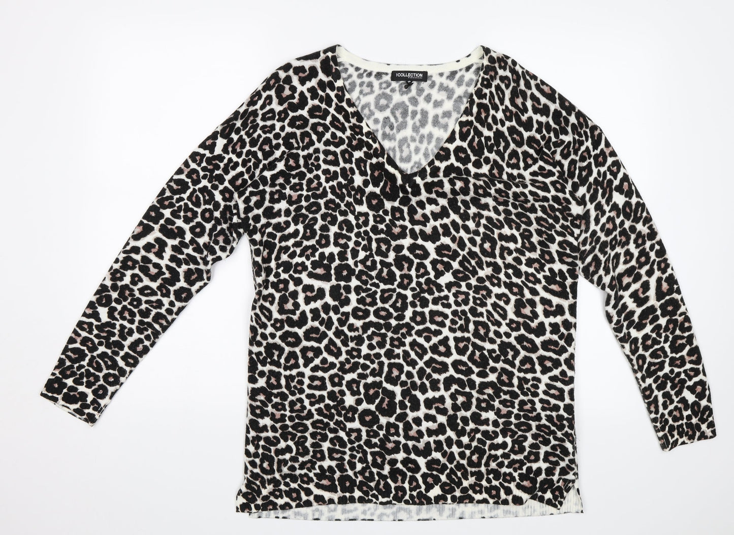 Debenhams Womens Black Animal Print  Pullover Jumper Size 10