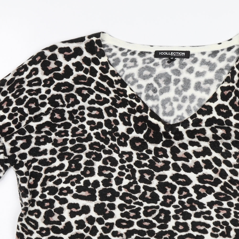 Debenhams Womens Black Animal Print  Pullover Jumper Size 10