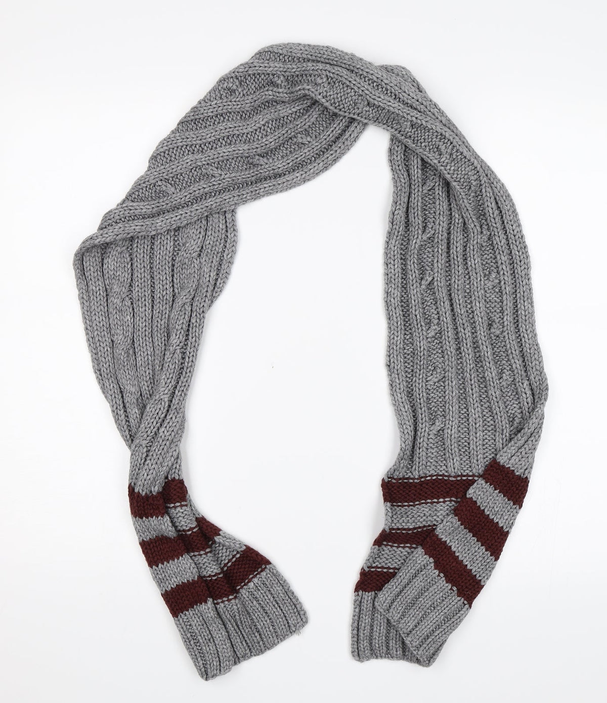 Front view of Preworn unisex grey scarf
