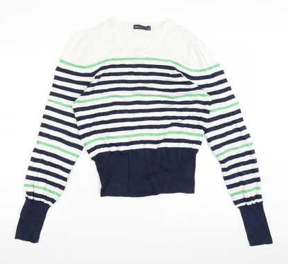 Marks and Spencer Womens White Striped  Pullover Jumper Size 12