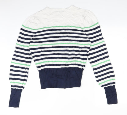 Marks and Spencer Womens White Striped  Pullover Jumper Size 12