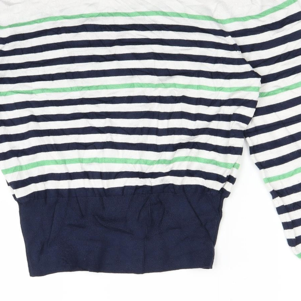 Marks and Spencer Womens White Striped  Pullover Jumper Size 12