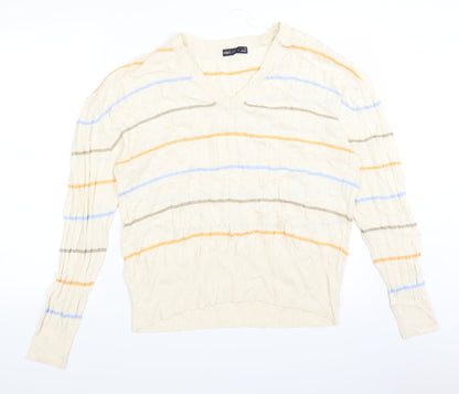 Marks and Spencer Womens Ivory Striped Knit Pullover Jumper Size XL