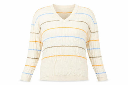 Marks & Spencer Womens Ivory Striped Knit Pullover Jumper Size XL
