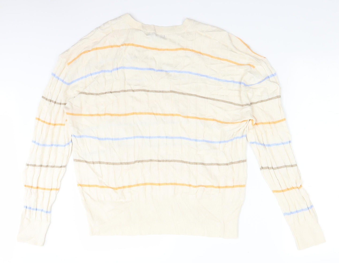 Marks and Spencer Womens Ivory Striped Knit Pullover Jumper Size XL