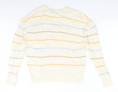 Marks and Spencer Womens Ivory Striped Knit Pullover Jumper Size XL