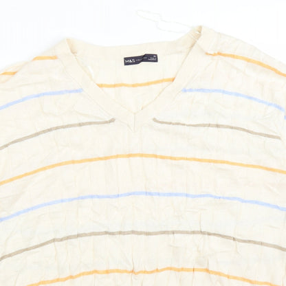 Marks and Spencer Womens Ivory Striped Knit Pullover Jumper Size XL
