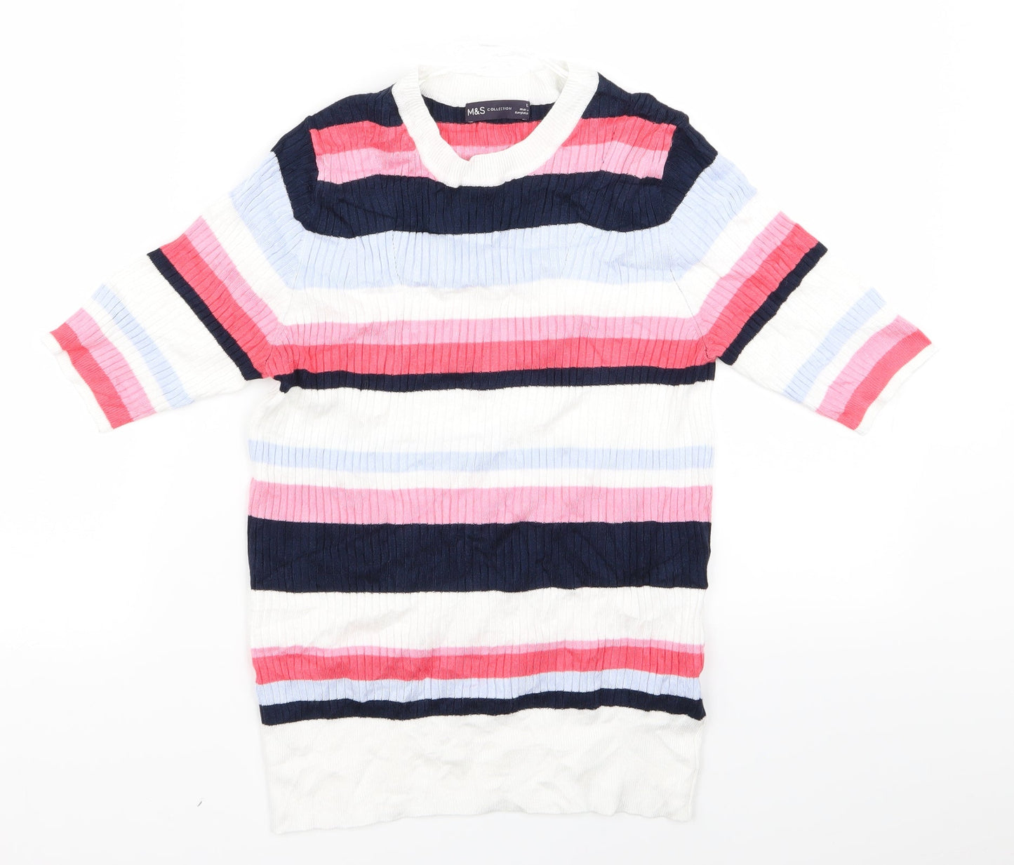 m*s Womens Multicoloured Striped  Pullover Jumper Size 12