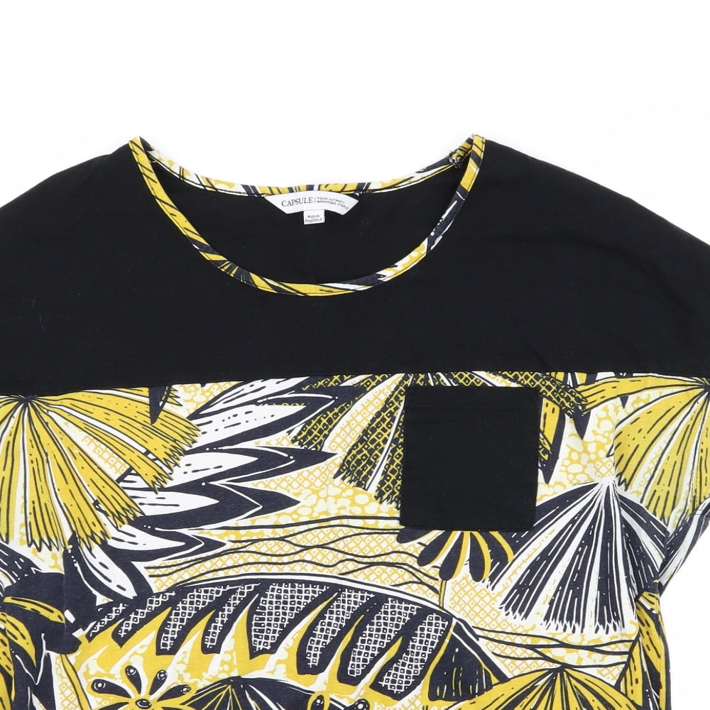 CAPSULE Womens Black Floral  Basic T-Shirt Size 12  - v
