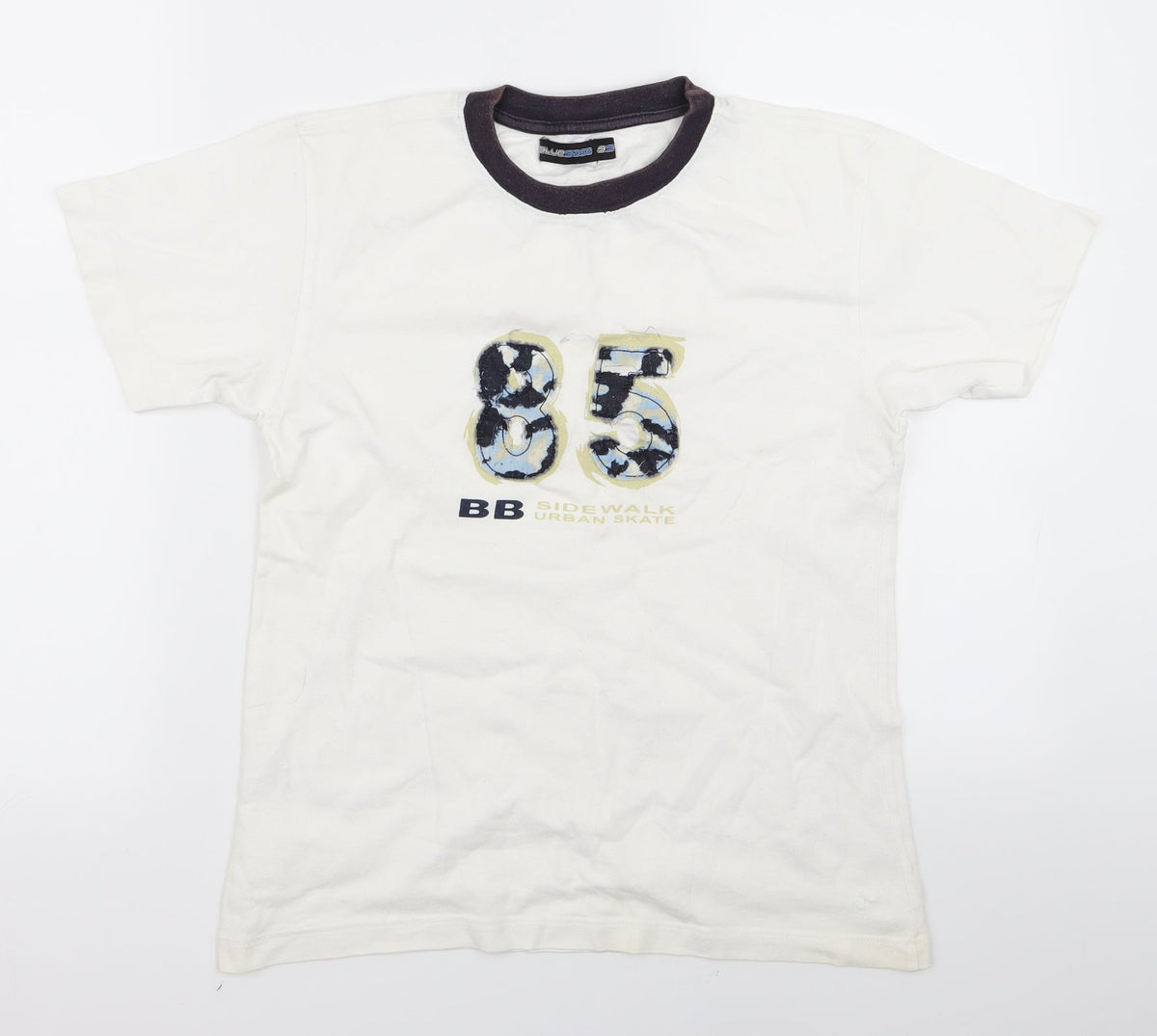 Blue Boys White   Basic T-Shirt Size 10 Years