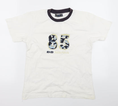 Blue Boys White   Basic T-Shirt Size 10 Years