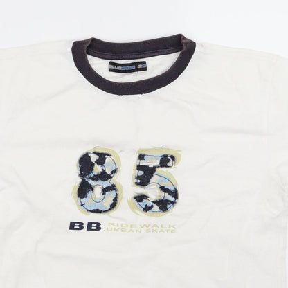 Blue Boys White   Basic T-Shirt Size 10 Years