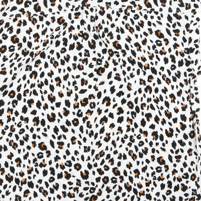 F&F Womens White Animal Print  Basic Button-Up Size 10