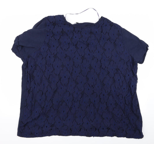 Womens UK Size L Yours Blue Basic T-Shirt